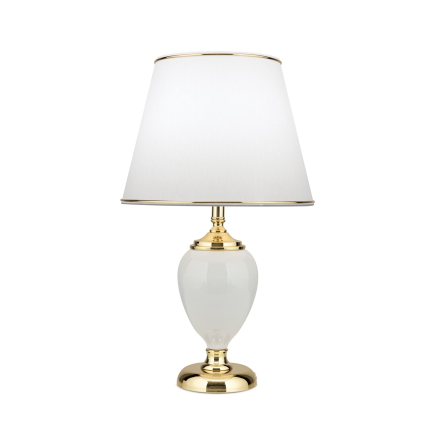 Candeeiro de mesa OVUM 1xE27/40W/230V 48 cm cerâmica branco/dourado