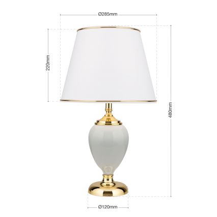 Candeeiro de mesa OVUM 1xE27/40W/230V 48 cm cerâmica branco/dourado