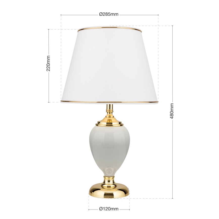 Candeeiro de mesa OVUM 1xE27/40W/230V 48 cm cerâmica branco/dourado