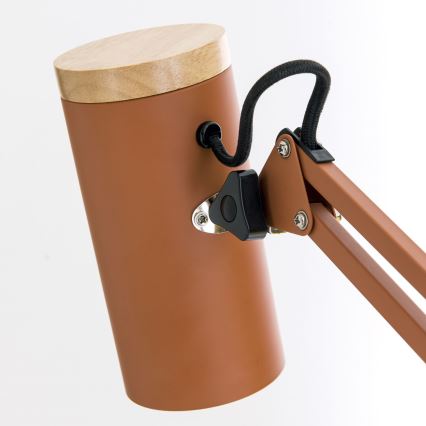 Candeeiro de mesa com clipe GILI 1xE27/40W/230V cor tijolo