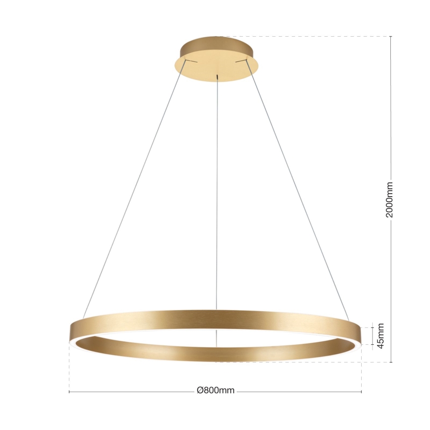 Lustre LED regulável suspenso em cabo KOLK LED/80W/230V 2700/3000/4000K Ø 80 cm dourado