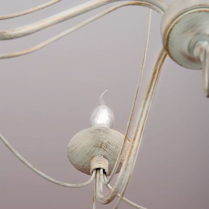 Candeeiro suspenso VELA 5xE14/40W/230V diâmetro 60 cm branco/dourado/pátina