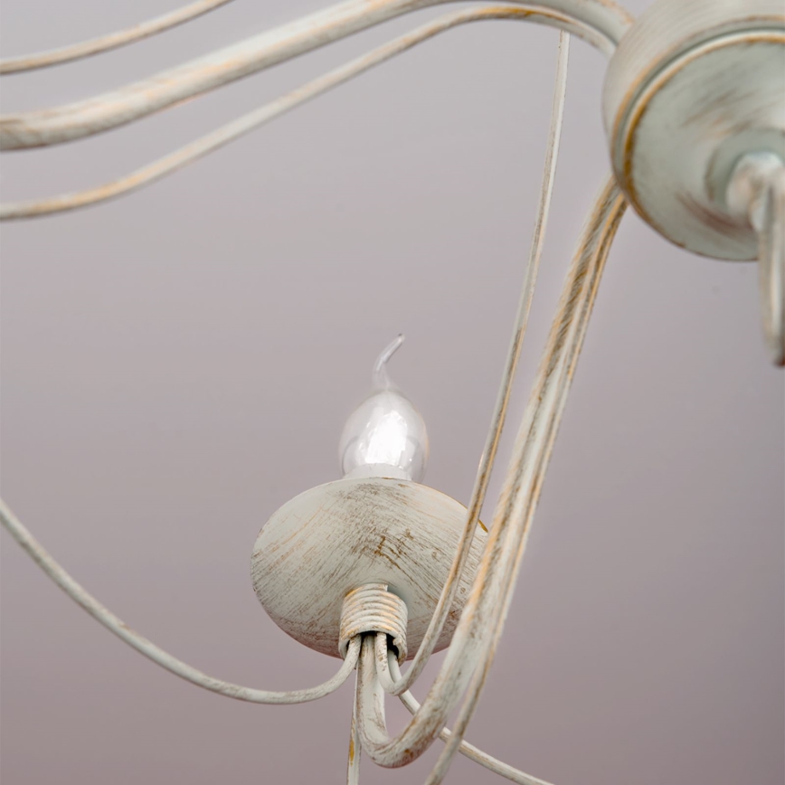 Candeeiro suspenso VELA 5xE14/40W/230V diâmetro 60 cm branco/dourado/pátina