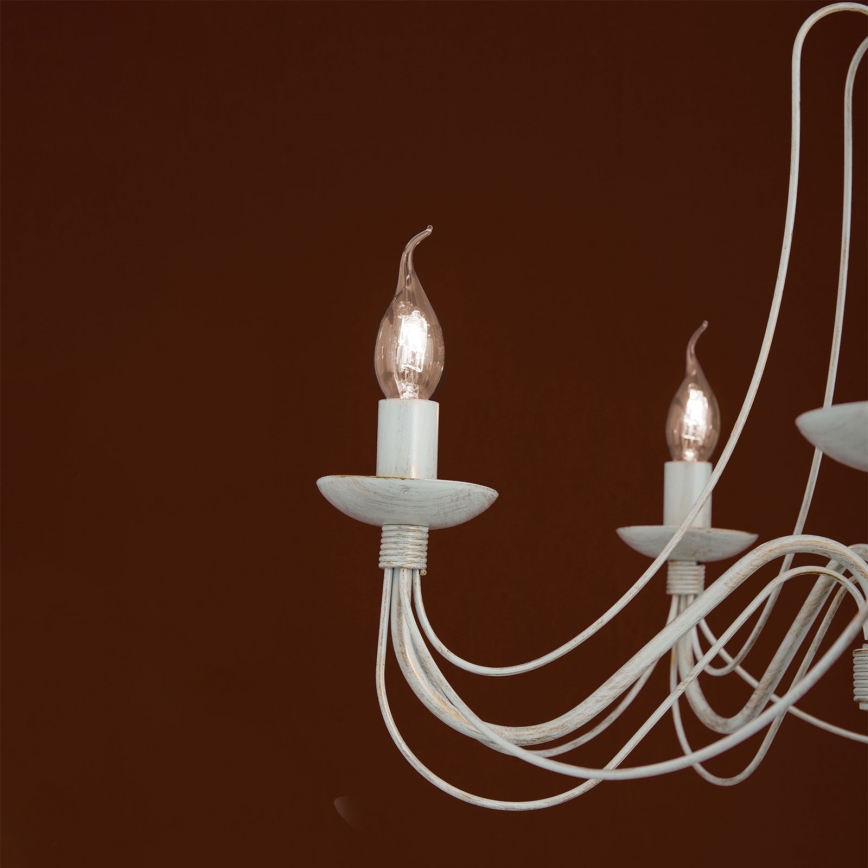 Candeeiro suspenso VELA 5xE14/40W/230V diâmetro 60 cm branco/dourado/pátina