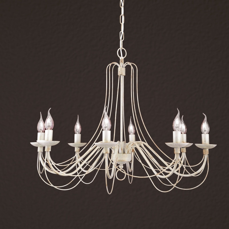 Candeeiro suspenso VELA 8xE14/40W/230V diâmetro 80 cm branco/dourado/pátina