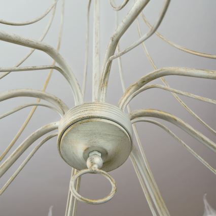 Candeeiro suspenso VELA 8xE14/40W/230V diâmetro 80 cm branco/dourado/pátina