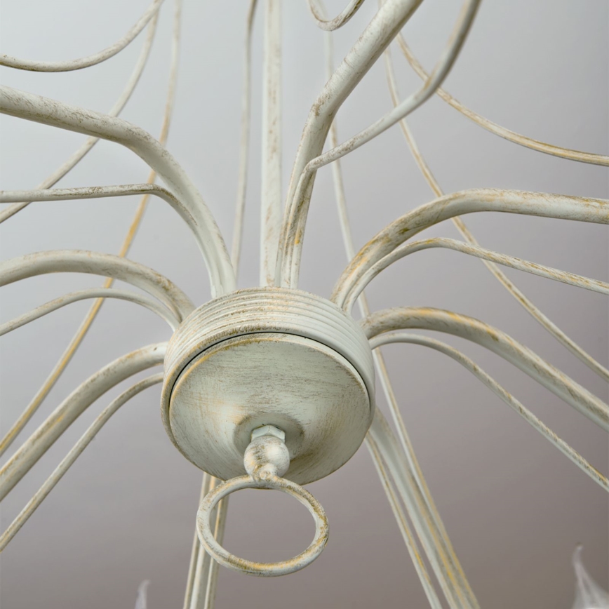 Candeeiro suspenso VELA 8xE14/40W/230V diâmetro 80 cm branco/dourado/pátina