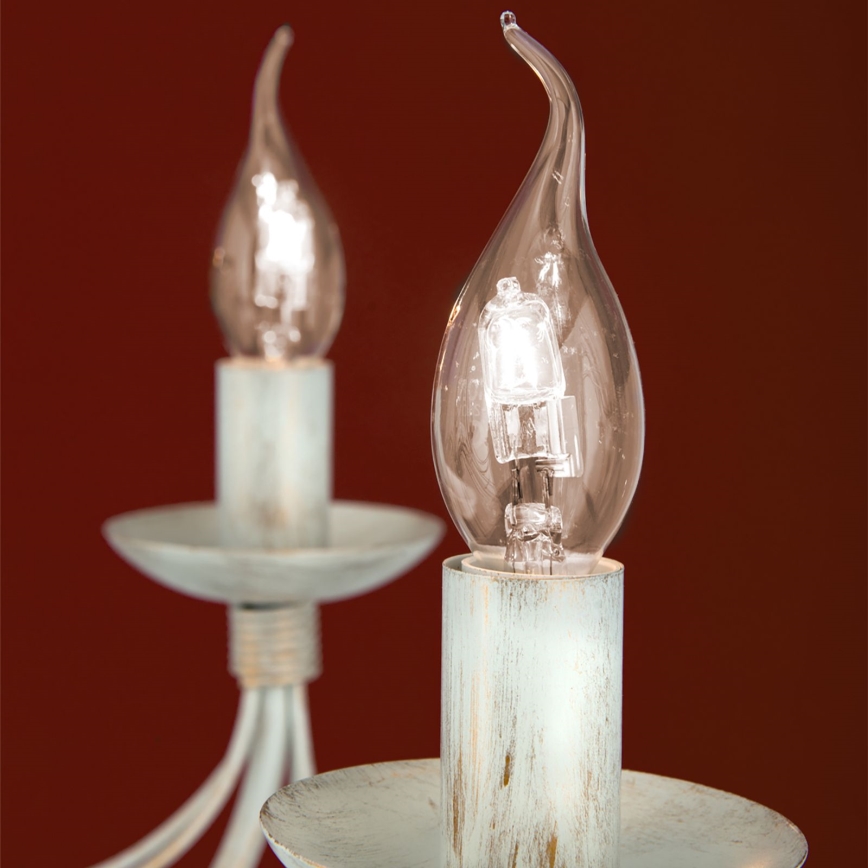 Candeeiro suspenso VELA 8xE14/40W/230V diâmetro 80 cm branco/dourado/pátina