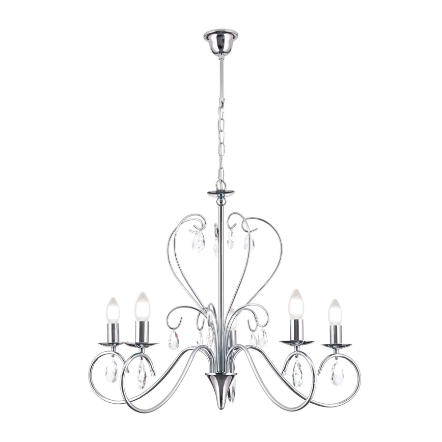 Candeeiro suspenso de cristal ALESSIA 5xE14/40W/230V cromado brilhante