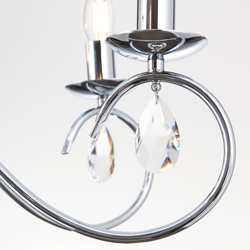 Candeeiro suspenso de cristal ALESSIA 5xE14/40W/230V cromado brilhante