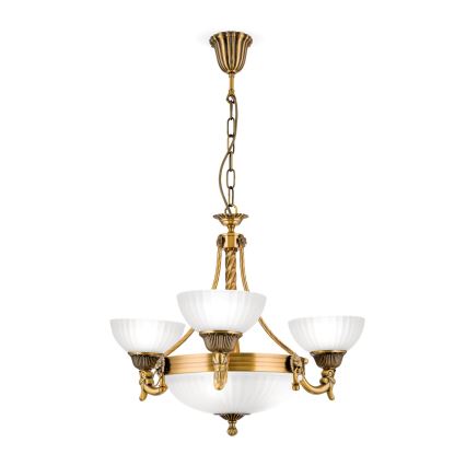 Candeeiro suspenso ROCCA 6xE27/60W/230V diâmetro 64 cm bronze/branco
