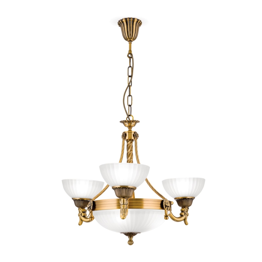 Candeeiro suspenso ROCCA 6xE27/60W/230V diâmetro 64 cm bronze/branco