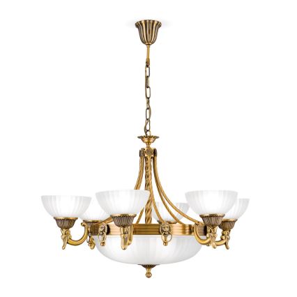 Candeeiro suspenso ROCCA 9xE27/60W/230V diâmetro 75 cm bronze/branco
