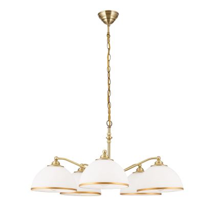 Candeeiro suspenso OLD LAMP 5xE27/40W/230V diâmetro 75 cm branco/latão