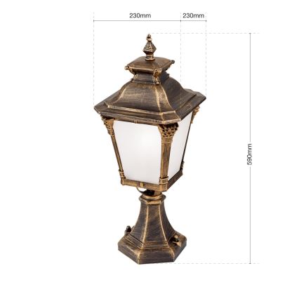 Candeeiro para exterior AIKO 1xE27/60W/230V, 59 cm, IP23, bronze/pátina
