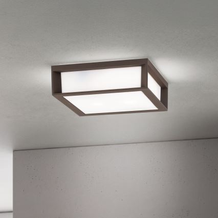Candeeiro de exterior HENRY 2xE27/15W/230V 26x26 cm IP44 castanho