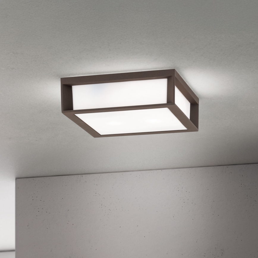 Candeeiro de exterior HENRY 2xE27/15W/230V 26x26 cm IP44 castanho