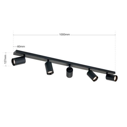 Luminária de focos SEAN 5xGU10/13W/230V preta