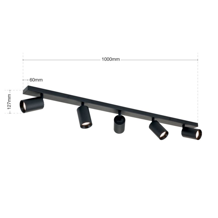Luminária de focos SEAN 5xGU10/13W/230V preta