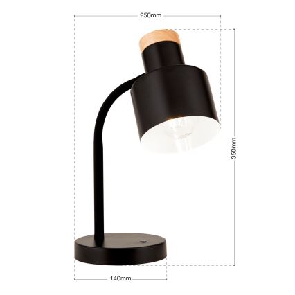 Candeeiro de mesa GILI 1xE27/40W/230V preto