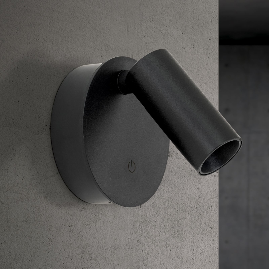 Arandela spot LED tátil, recarregável e dimerizável LUXY LED/1W/5V 2200 mAh 2700/3000/4000K preto