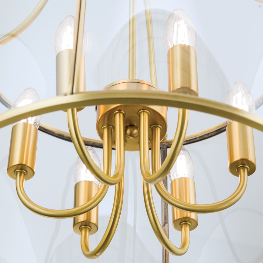 Lustre suspenso com corrente BRUNO 6xE14/40W/230V, Ø 43 cm, dourado