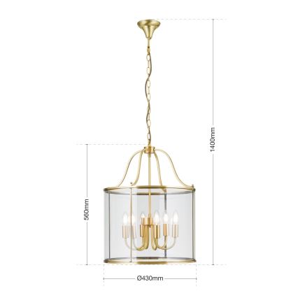 Lustre suspenso com corrente BRUNO 6xE14/40W/230V, Ø 43 cm, dourado