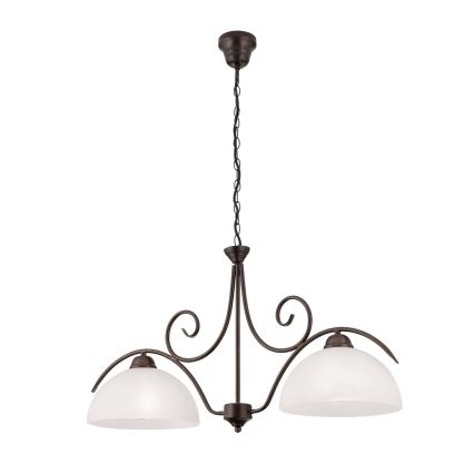Lustre com corrente RULA 2xE27/40W/230V branco/bronze