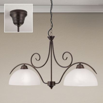 Lustre com corrente RULA 2xE27/40W/230V branco/bronze
