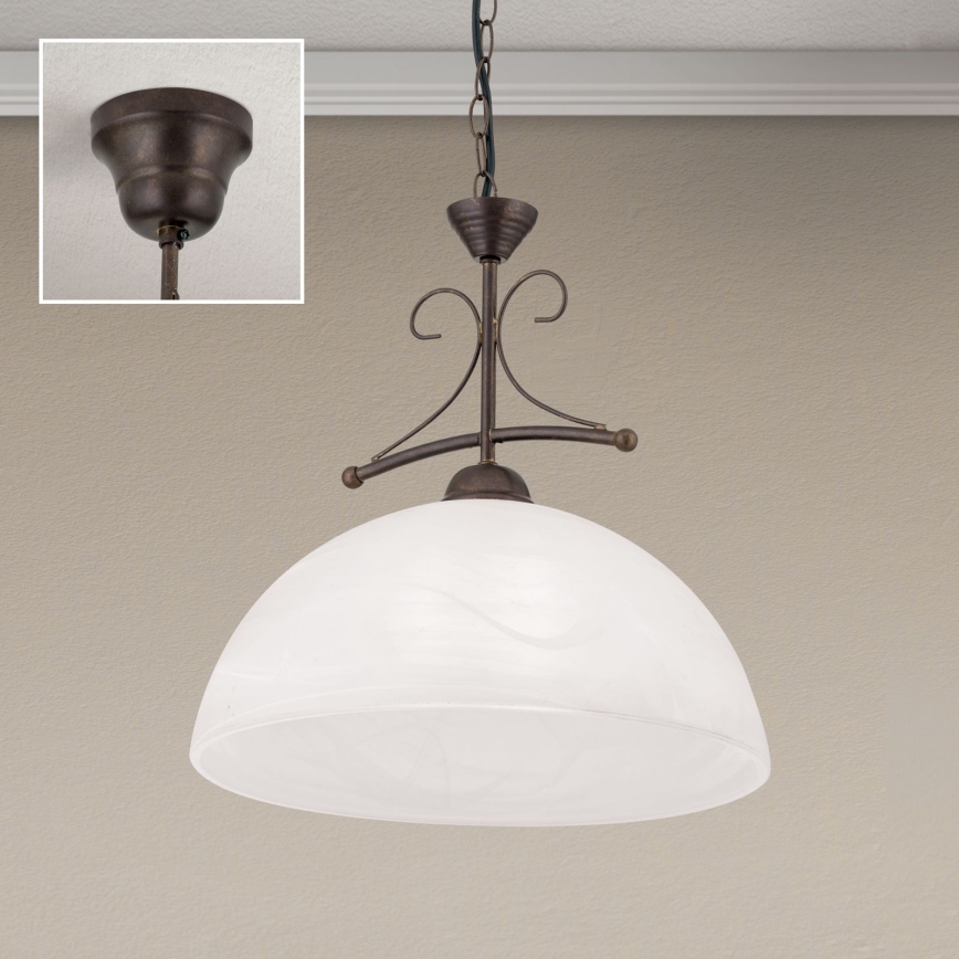 Lustre em corrente RULA 1xE27/40W/230V Ø 35 cm branco/bronze