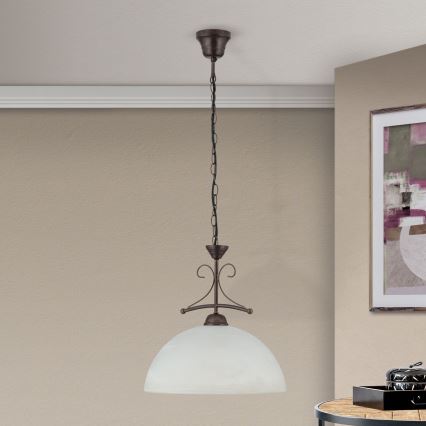 Lustre em corrente RULA 1xE27/40W/230V Ø 35 cm branco/bronze