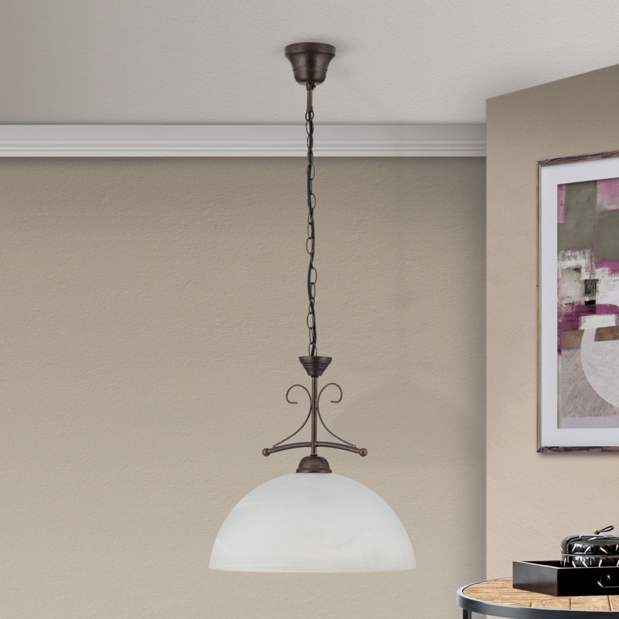 Lustre em corrente RULA 1xE27/40W/230V Ø 35 cm branco/bronze