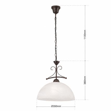 Lustre em corrente RULA 1xE27/40W/230V Ø 35 cm branco/bronze