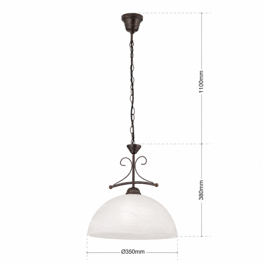 Lustre em corrente RULA 1xE27/40W/230V Ø 35 cm branco/bronze