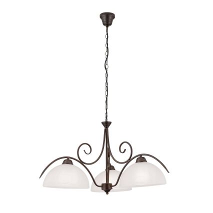 Lustre em corrente RULA 3xE27/40W/230V Ø 70 cm branco/bronze