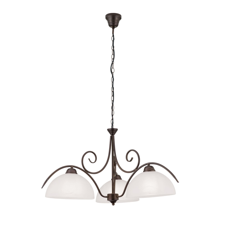 Lustre em corrente RULA 3xE27/40W/230V Ø 70 cm branco/bronze