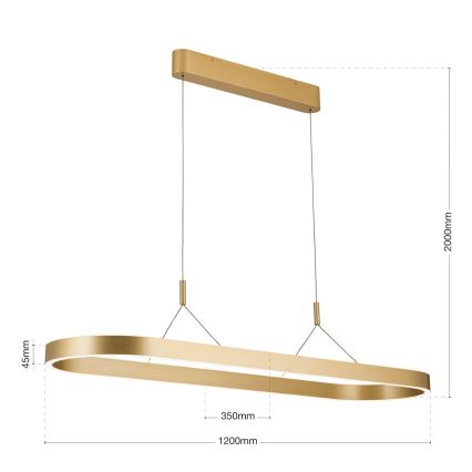 Lustre LED suspenso por cabo CARRARA LED/80W/230V 2700/3000/4000K dourado