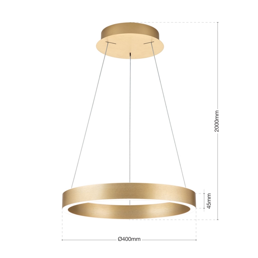 Lustre pendente dimerizável em cabo KOLK LED/40W/230V 2700/3000/4000K Ø 40 cm dourado