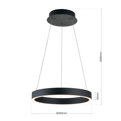 Lustre LED dimerizável suspenso por cabo KOLK LED/40W/230V 2700/3000/4000K Ø 40 cm preto