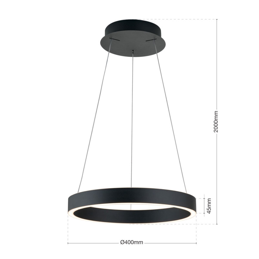 Lustre LED dimerizável suspenso por cabo KOLK LED/40W/230V 2700/3000/4000K Ø 40 cm preto