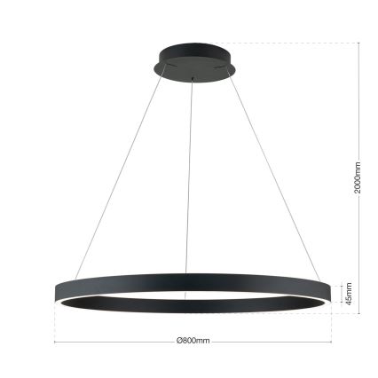Lustre LED regulável suspenso por cabo KOLK LED/80W/230V 2700/3000/4000K Ø 80 cm preto
