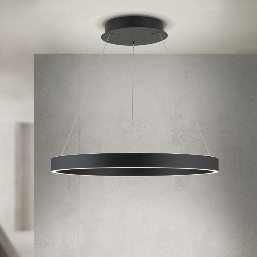 Lustre pendente LED dimerizável suspenso por cabo KOLK, 60 W, 230 V, 2700/3000/4000 K, Ø 60 cm, preto
