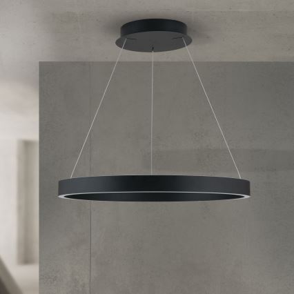 Lustre pendente LED dimerizável suspenso por cabo KOLK, 60 W, 230 V, 2700/3000/4000 K, Ø 60 cm, preto