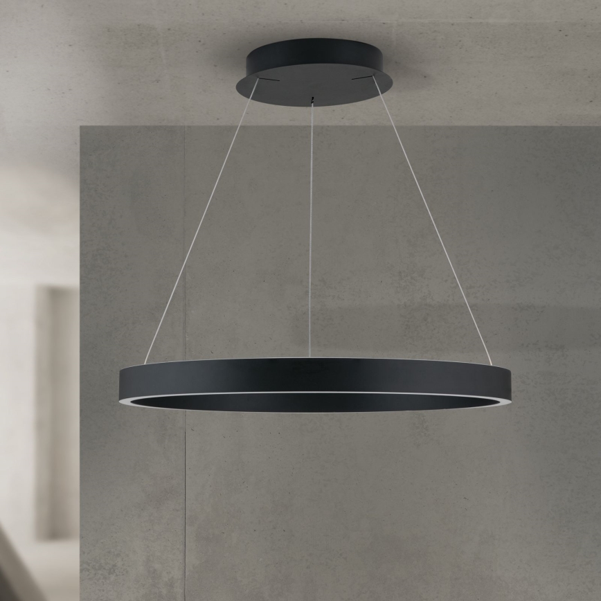 Lustre pendente LED dimerizável suspenso por cabo KOLK, 60 W, 230 V, 2700/3000/4000 K, Ø 60 cm, preto