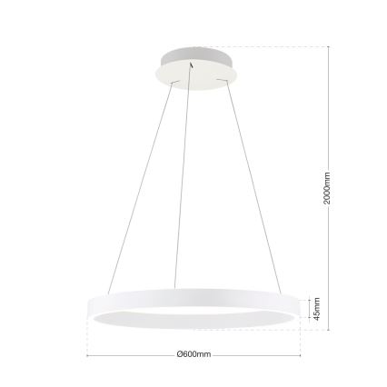 Lustre LED regulável em cabo KOLK LED/60W/230V 2700/3000/4000K Ø 60 cm branco