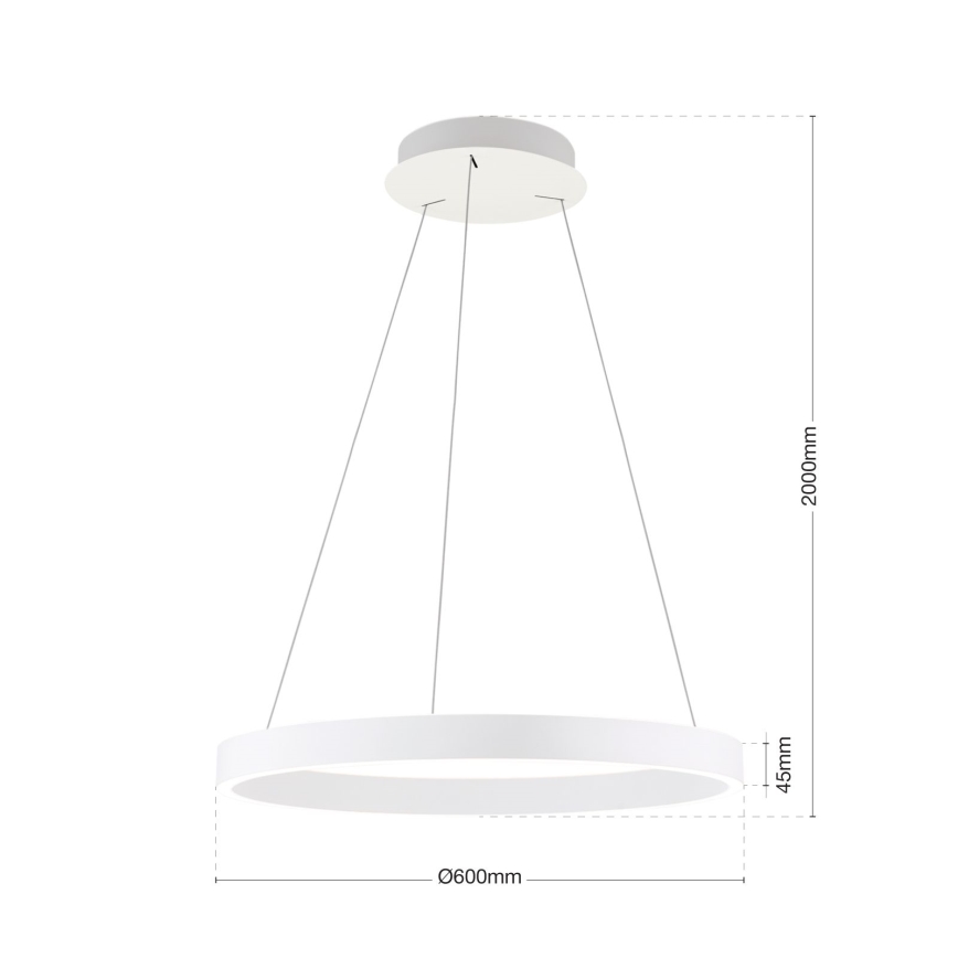 Lustre LED regulável em cabo KOLK LED/60W/230V 2700/3000/4000K Ø 60 cm branco