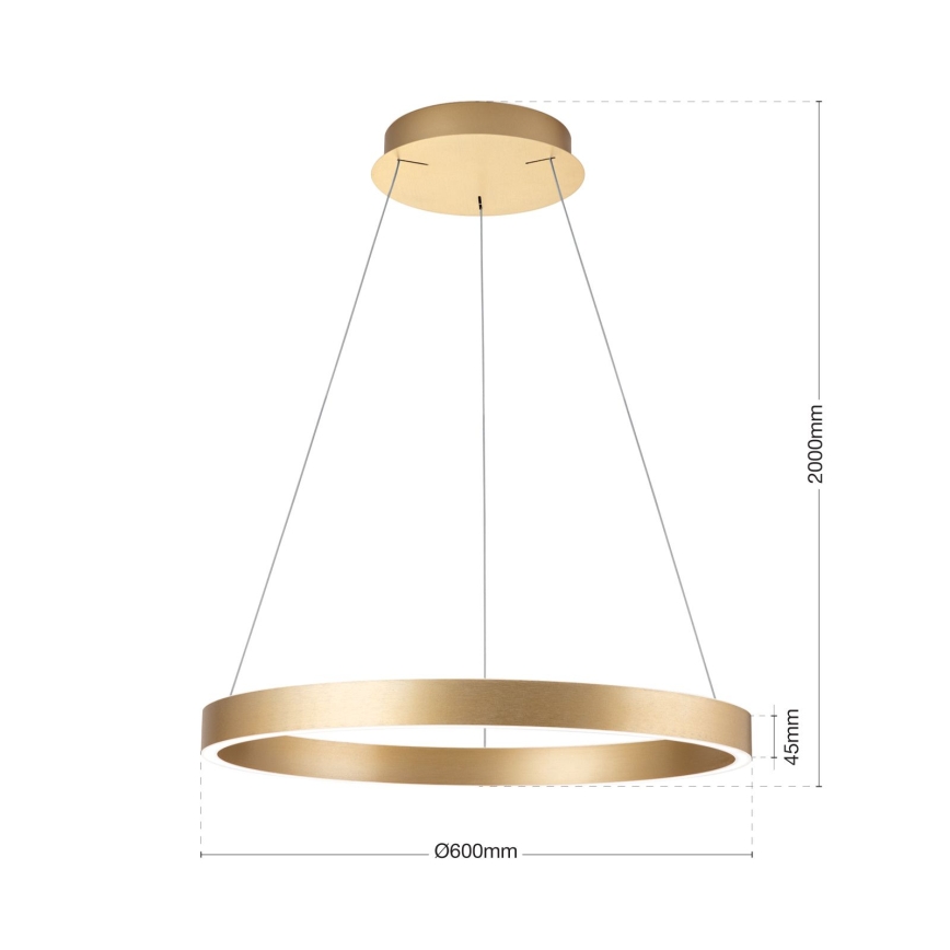 Lustre LED regulável em cabo KOLK LED/60W/230V 2700/3000/4000K Ø 60 cm dourado