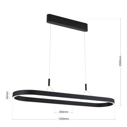 Lustre LED suspenso por cabo CARRARA LED/80W/230V 2700/3000/4000K preto