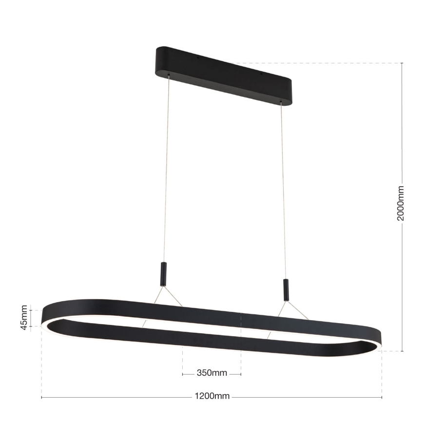 Lustre LED suspenso por cabo CARRARA LED/80W/230V 2700/3000/4000K preto