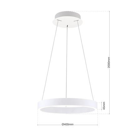 Lustre pendente LED dimerizável em cabo KOLK LED/40W/230V 2700/3000/4000K Ø 40 cm branco